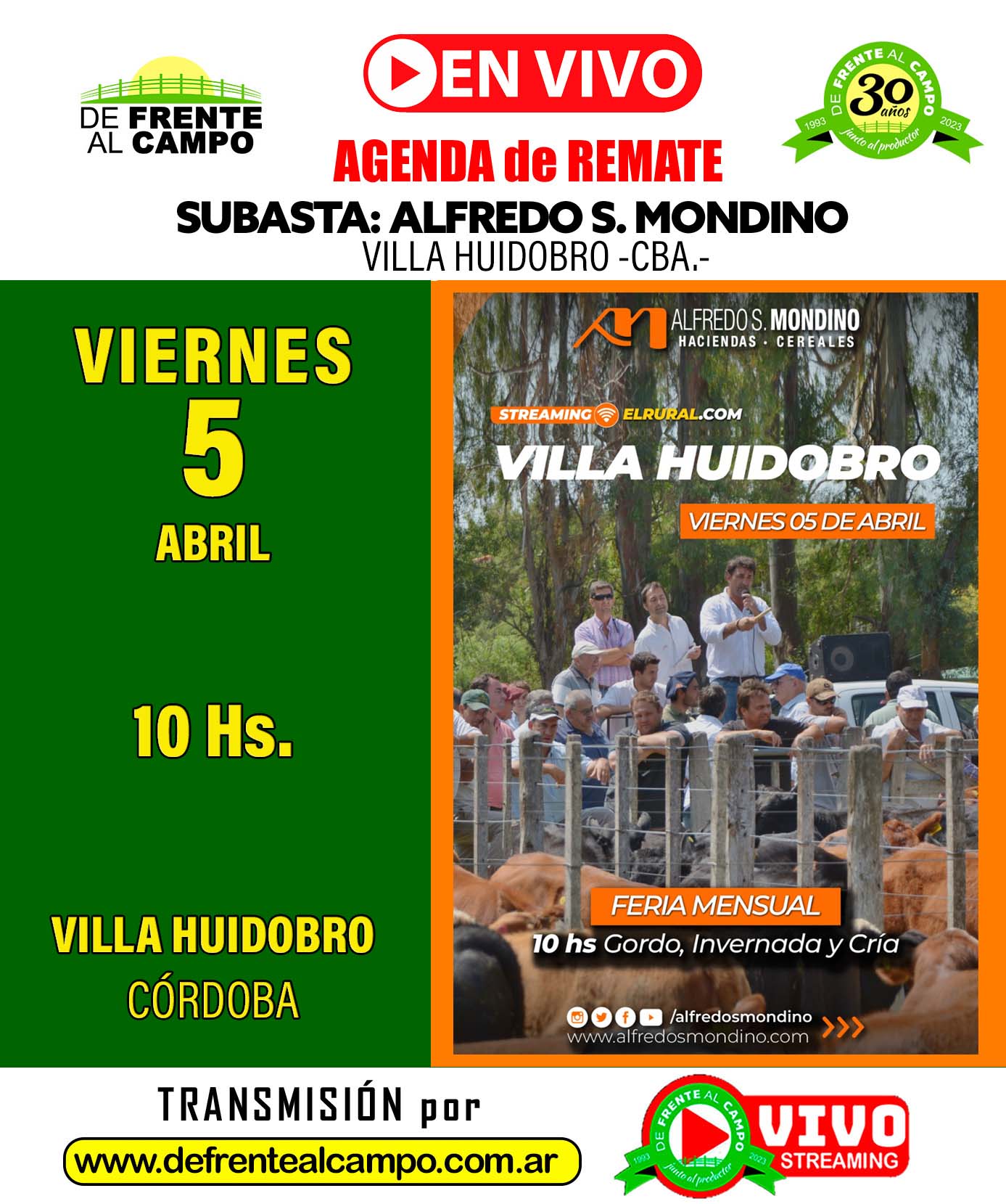 Alfredo S. Mondino | Villa Huidobro – Córdoba | Próximo Remate Feria el viernes 5 de abril 2024