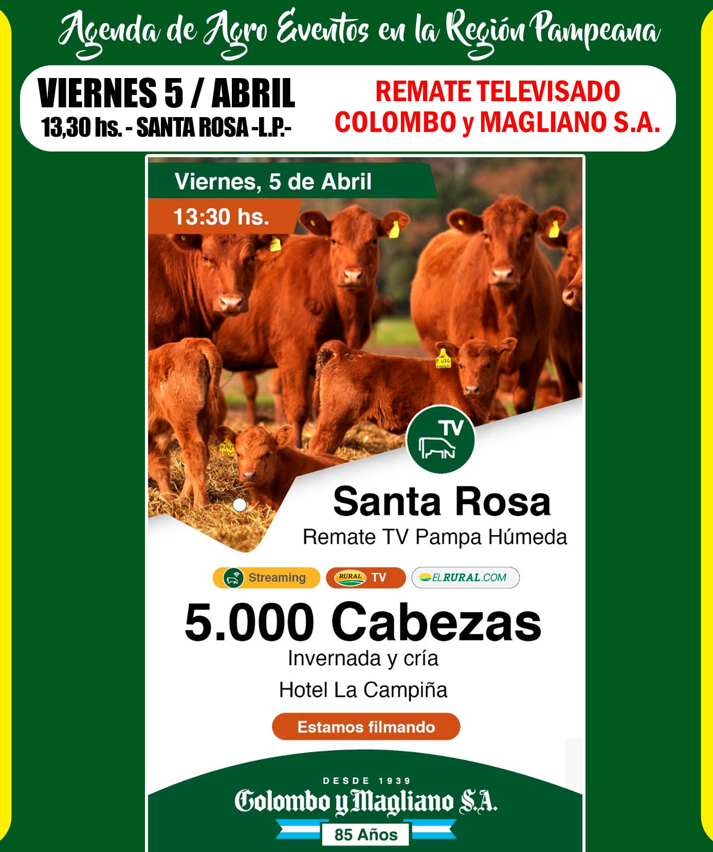 Colombo y Magliano S.A. | Santa Rosa – L.P. | Próximo Remate Feria el Viernes 05 de abril 2024