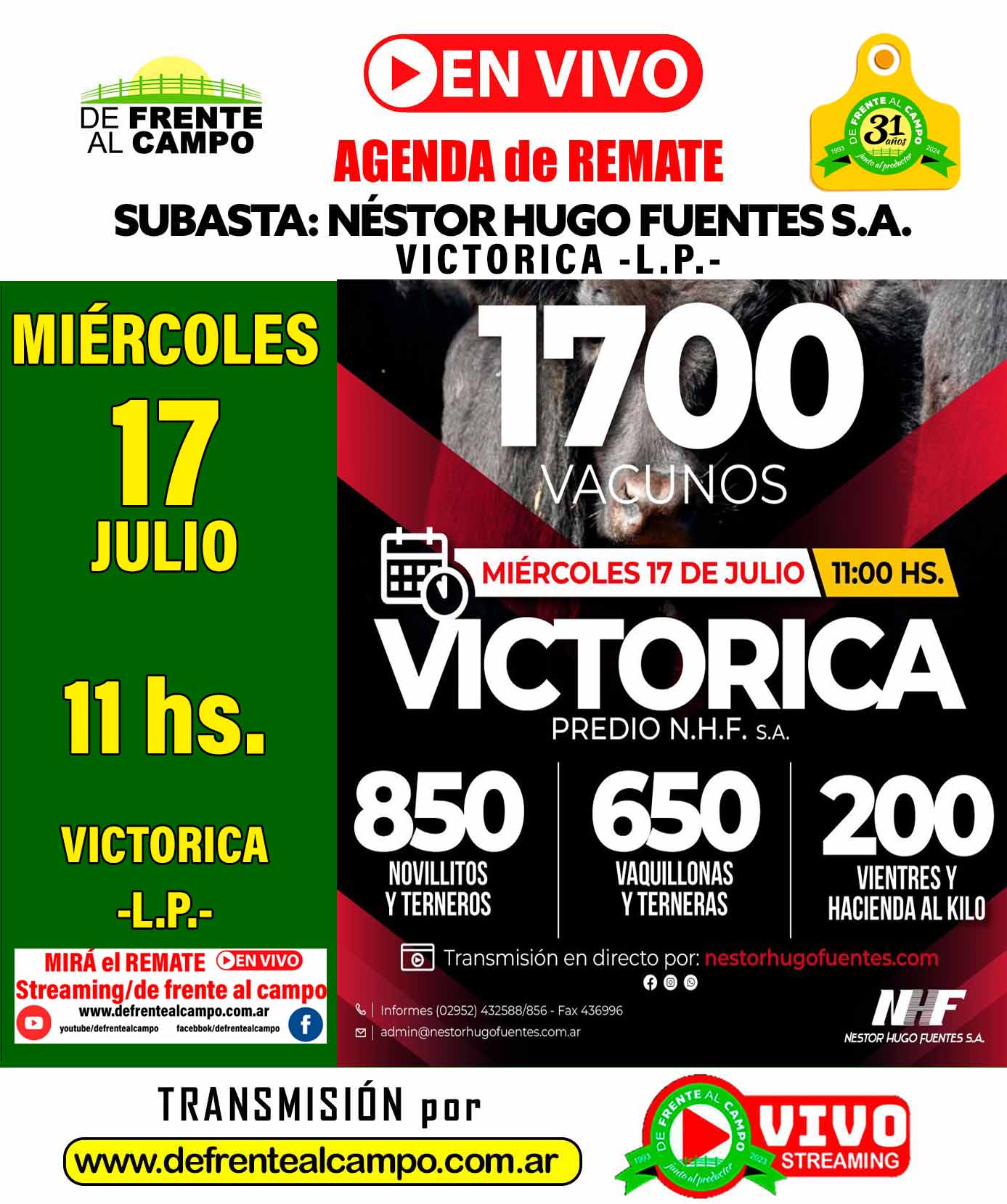 Néstor Hugo Fuentes S.A. | Victorica – La Pampa | Próximo Remate Feria el miércoles 17 de julio 2024