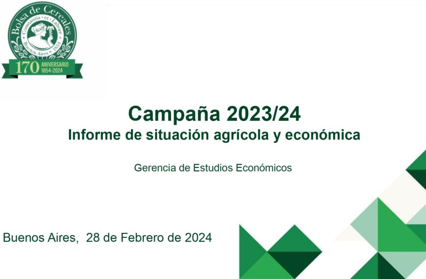 Bolsa De Cereales: Informe de situación agrícola y económica 2023/24