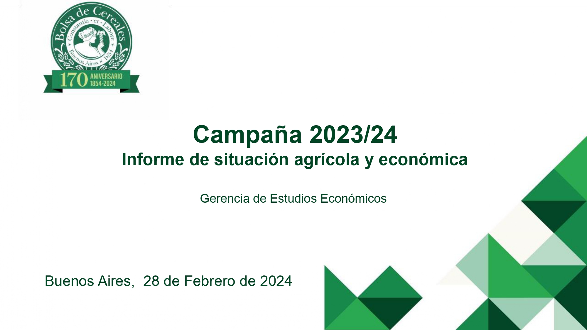 Bolsa De Cereales: Informe de situación agrícola y económica 2023/24