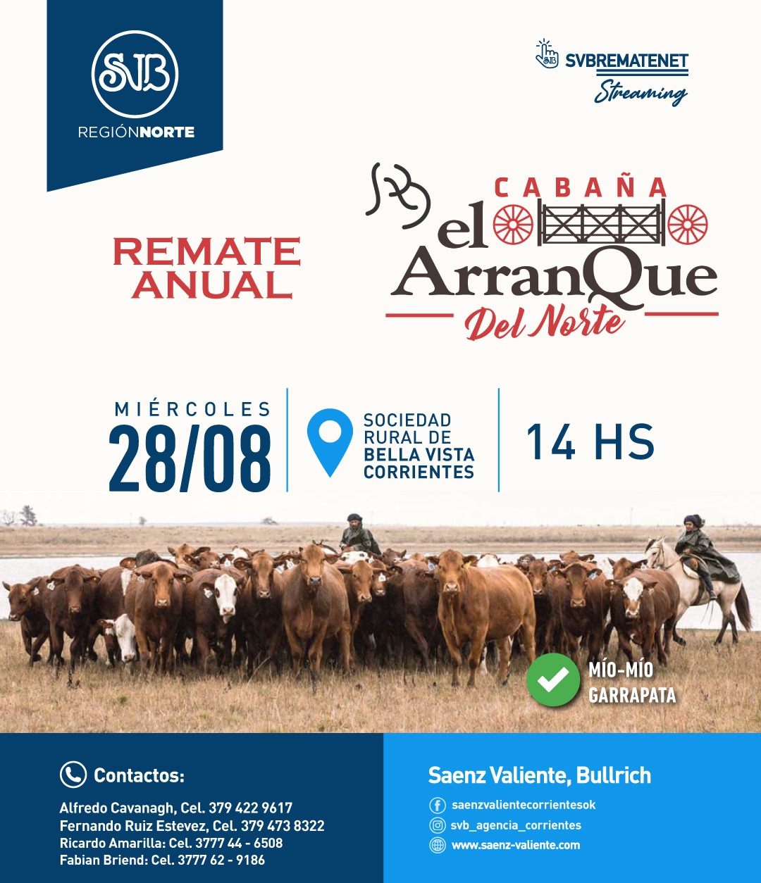 Remate Anual Cabaña El Arranque del Norte | Corrientes | Próximo Remate Feria el miércoles 28 de agosto del 2024