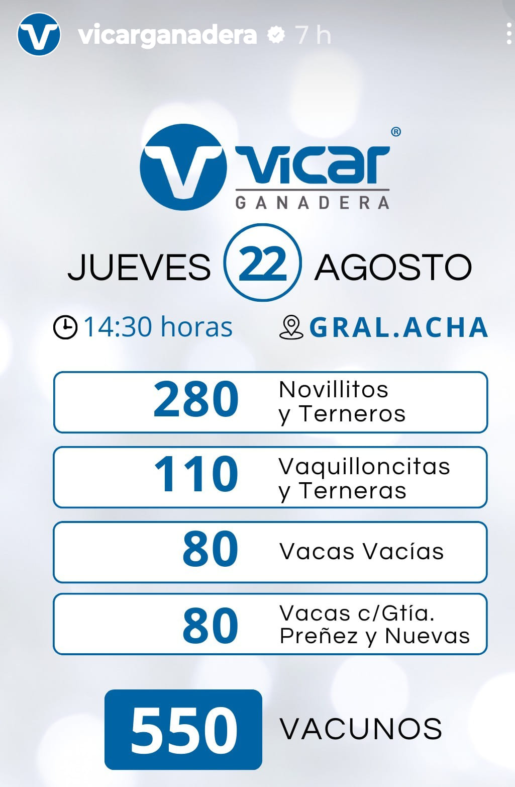 Vicar Ganadera S.A. | General Acha – La Pampa | Próximo Remate Feria el jueves 22 de agosto del 2024