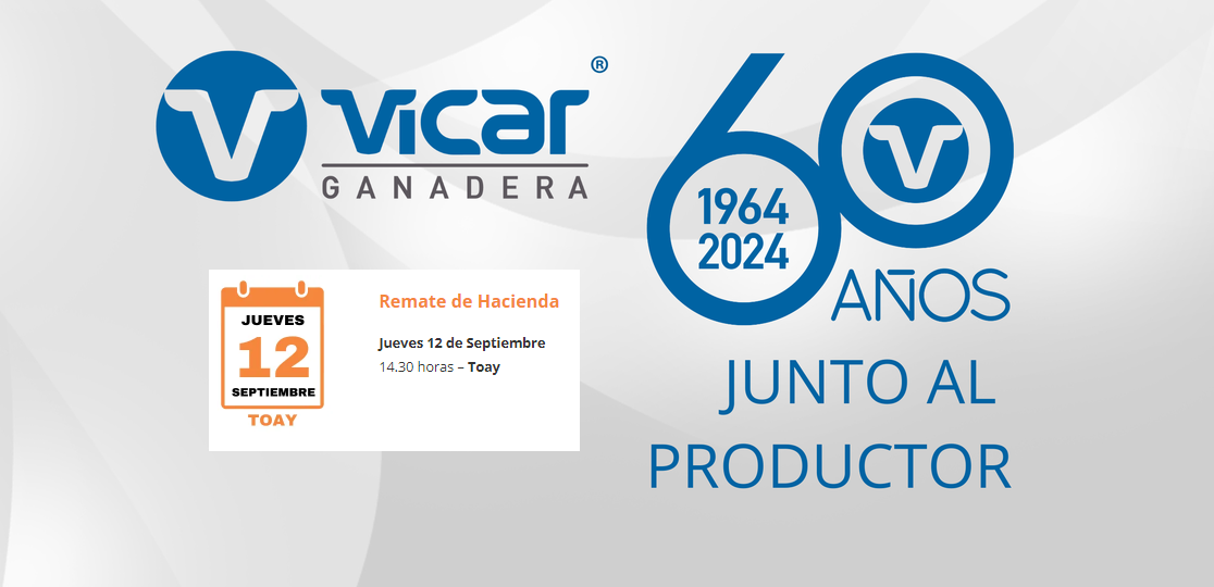 Vicar Ganadera S.A. | Toay – La Pampa | Próximo Remate Feria el jueves 12 de septiembre del 2024