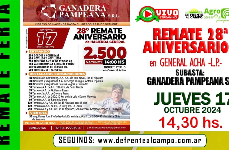 Remate de Ganadera Pampeana S.R.L. | General Acha – L.P. | 17-10-2024