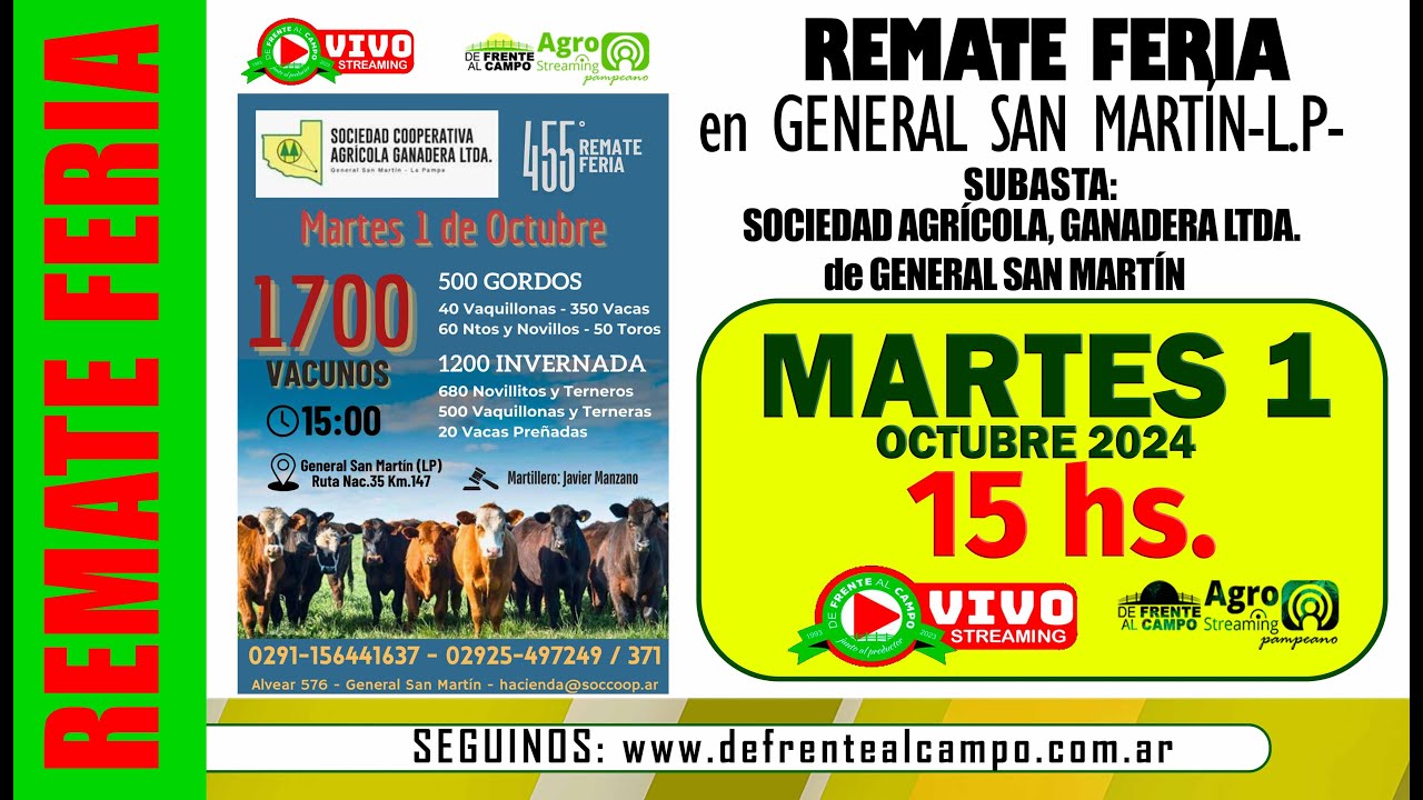 Remate de Soc. Coop. de General San Martín | General San Martín | 01/10/2024