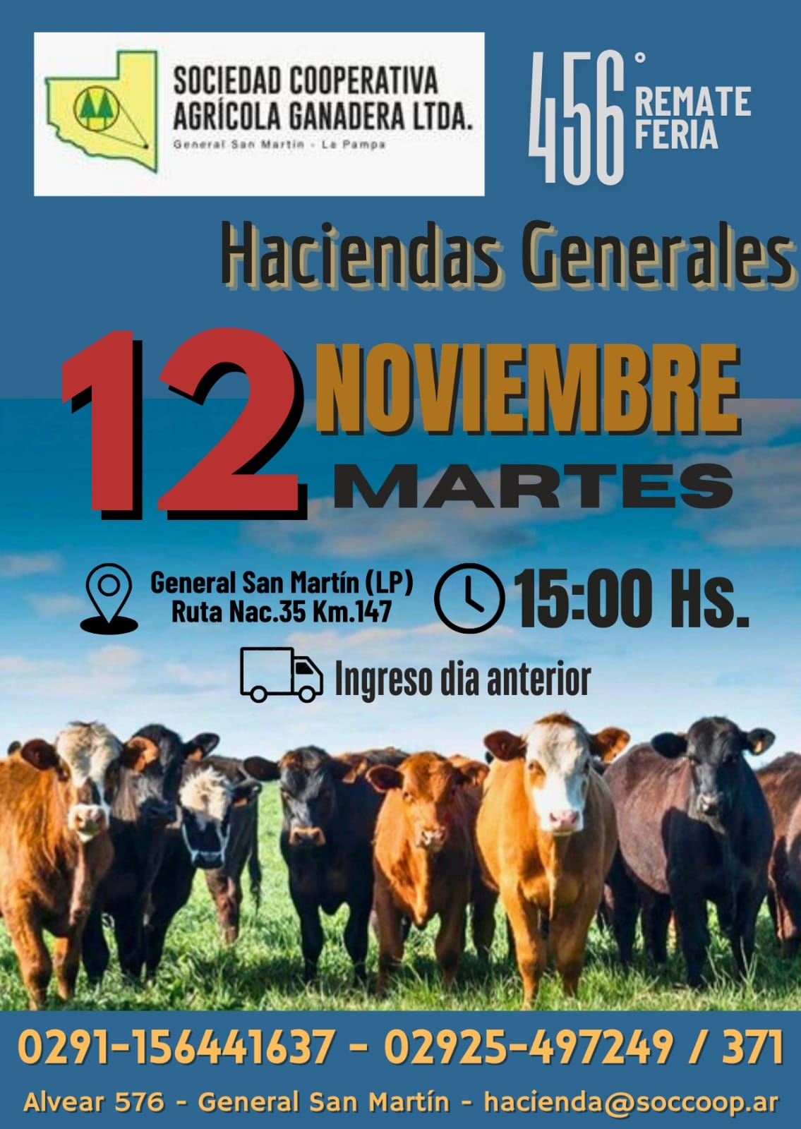 Sociedad Cooperativa Agrícola Ganadera Ltda. | General San Martín (La Pampa) | Próximo Remate Feria el martes 12 de noviembre de 2024