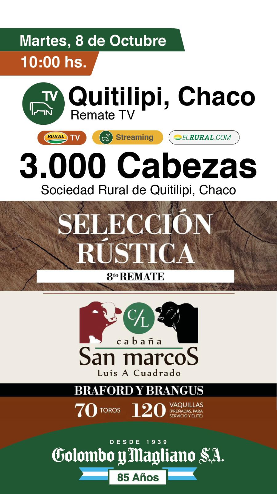 Colombo y Magliano S.A. | Quitilipi, Chaco | Próximo Remate Feria el Martes, 8 de Octubre 2024