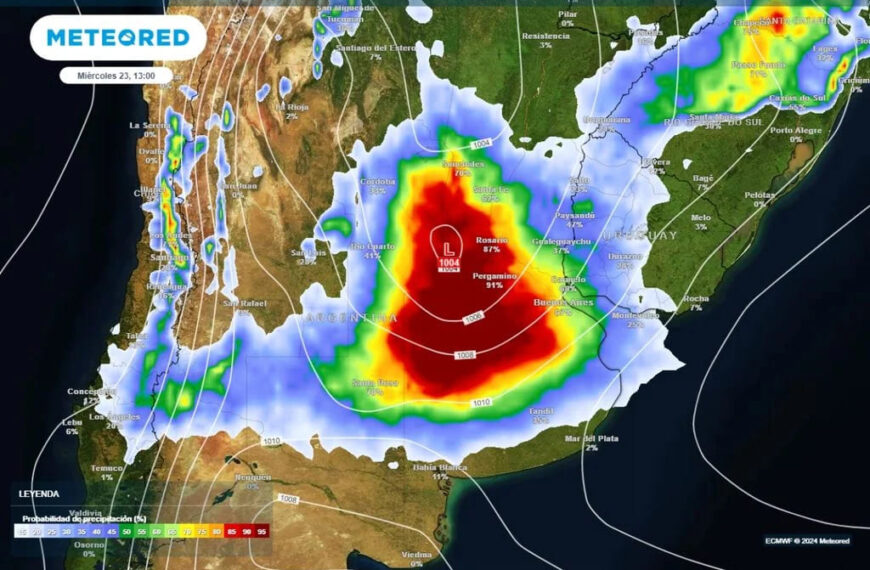 El martes y miércoles habrá lluvias de 70 a 120 mm en Argentina: estos serán los sectores de mayor riesgo según Meteored