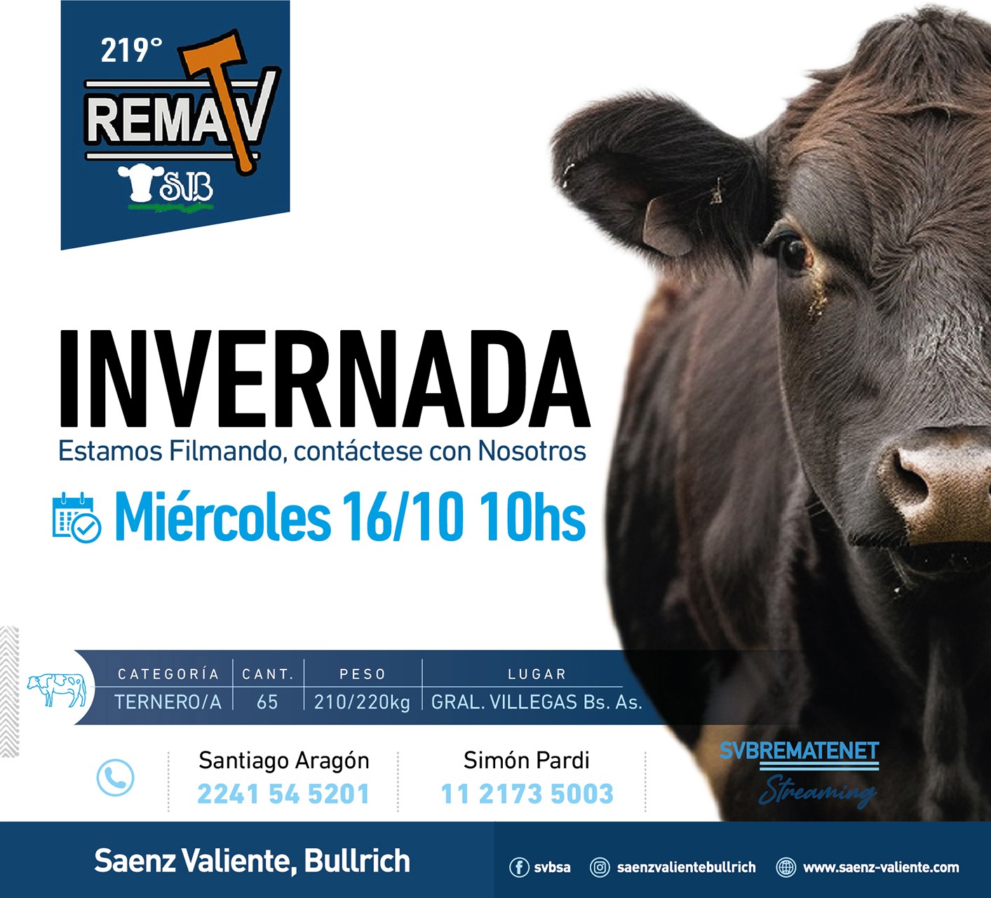 Saenz Valiente, Bullrich | Gral. Villegas, Bs. As. | Próximo Remate Feria el miércoles 16 de octubre 2024