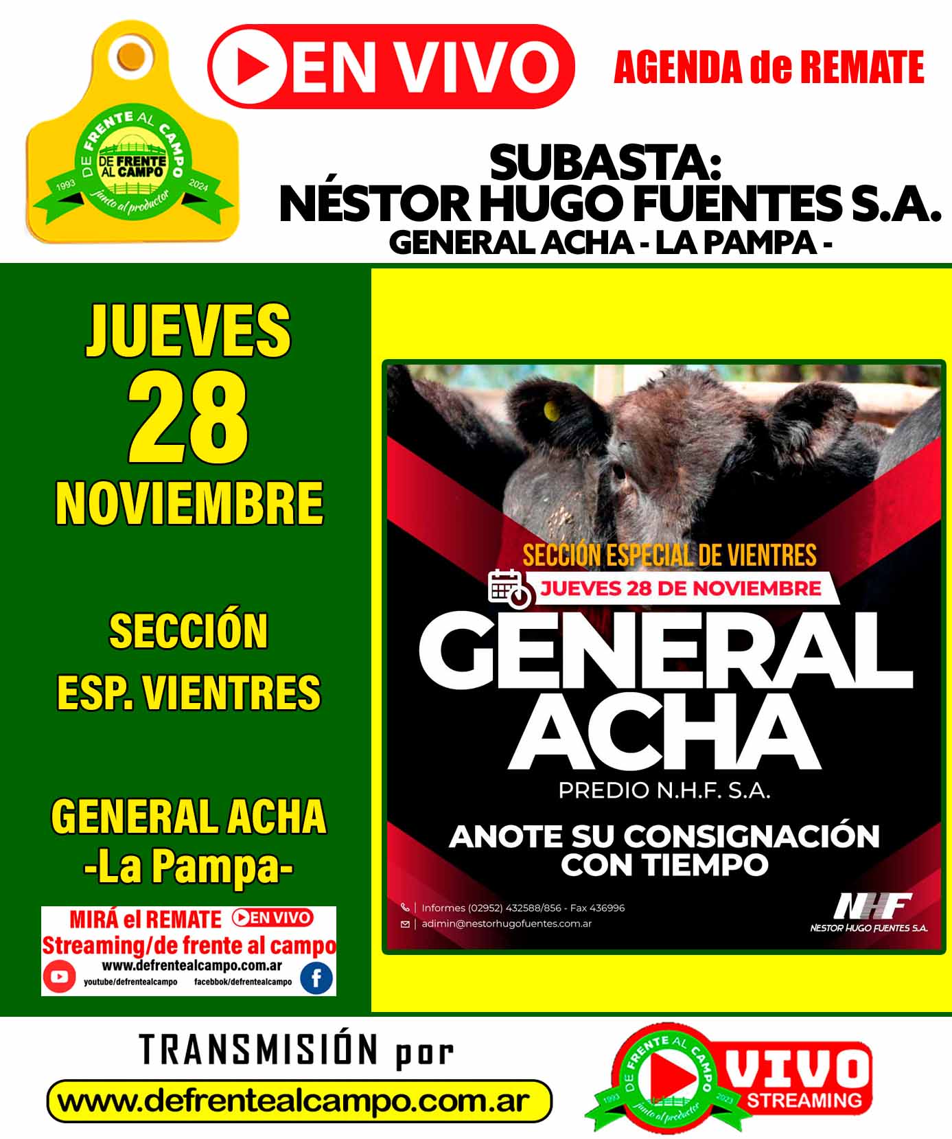 Néstor Hugo Fuentes S.A. | General Acha, La Pampa | Próximo Remate Feria el Jueves 28 de noviembre 2024