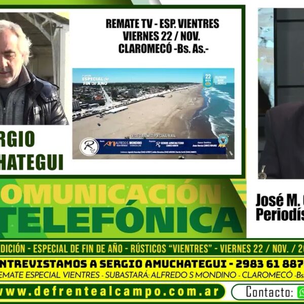 De Frente al Campo entrevistó a Sergio Amuchategui previo al Remate Rústicos Especial de Vientres – Viernes 22/Nov/2024 – Claromecó, Bs. As. – Subasta a cargo de Alfredo S. Mondino