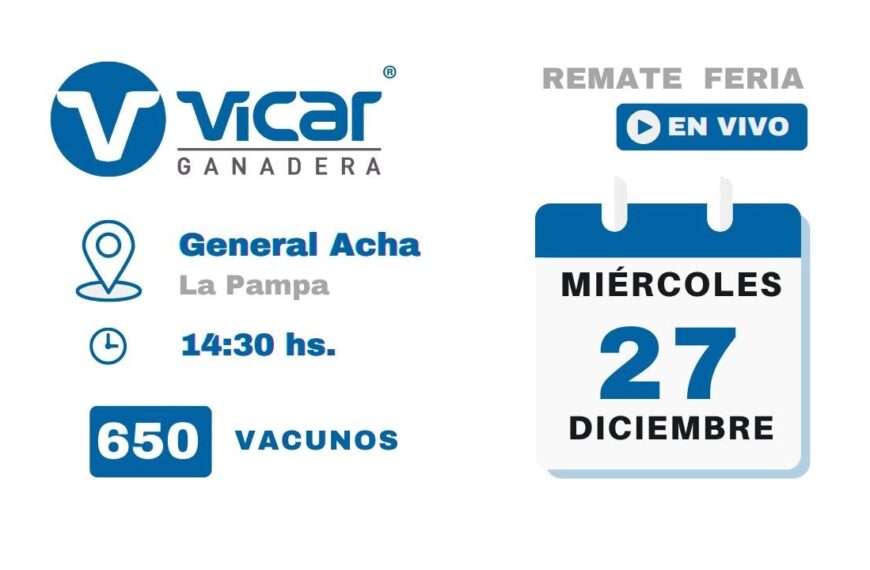 Remate de Vicar Ganadera S.A. | General Acha – La Pampa | miércoles 28/11/2024