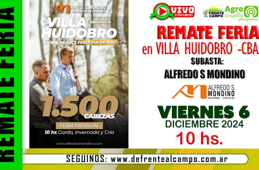 Remate de Alfredo S. Mondino | Villa Huidobro | viernes 6/12/2024