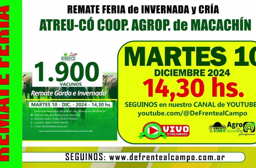 Remate de Atreu-Có Coop. Agrop. Ltda. | Macachín | Martes 10/12/2024