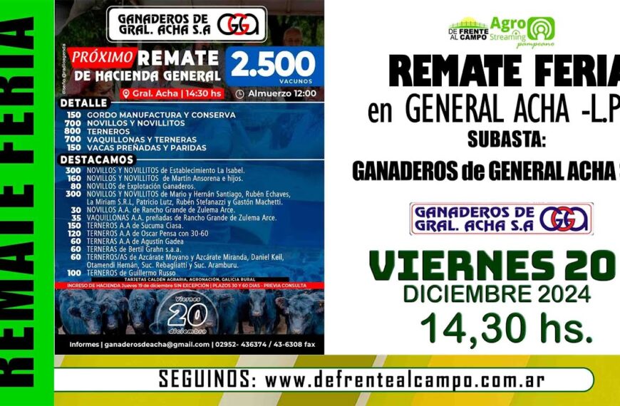 Remate de Ganaderos de General Acha S.A. | Gral. Acha | 20/12/2024