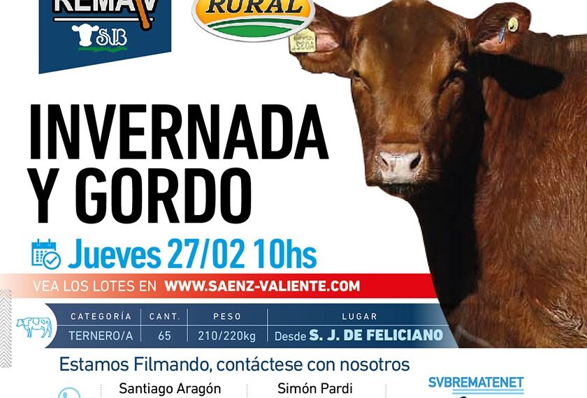 Saenz Valiente, Bullrich y Cia. S.A. | S. J. de Feliciano | Próximo Remate Feria el jueves 27 febrero 2025