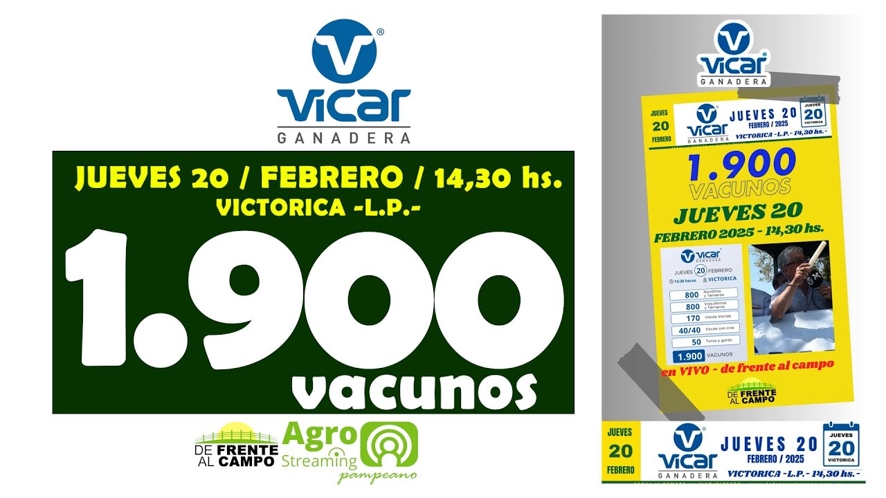 Vicar Ganadera S.A. | Victorica | Próximo Remate Feria el Jueves 20 de Febrero de 2025