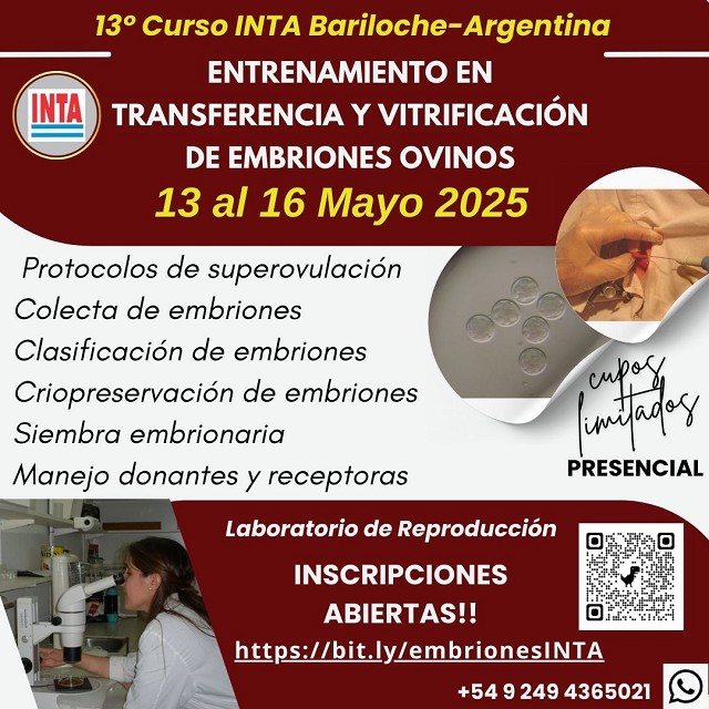 Entrenamiento en Transferencia y Vitrificación de Embriones Ovinos en INTA Bariloche