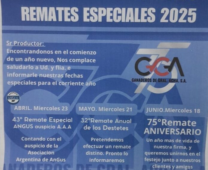 Ganaderos de General Acha S.A. | General Acha, La Pampa | Próximo Remate Feria el Miércoles 18 de Junio de 2025